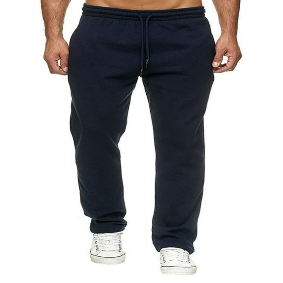 JUNWELL AvoDovA Men´s Casual Pants Drawstring Elastic Waist Pants Sport Solid Color Warm Fleece With Pockets