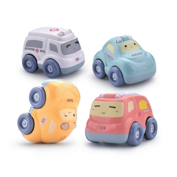 JUNWELL Baby Musical Car Toy 0 12 Months Mini Car Toy For Boy 1 Year Girl Children Birthday Gift Baby Toy Car(4Pcs)