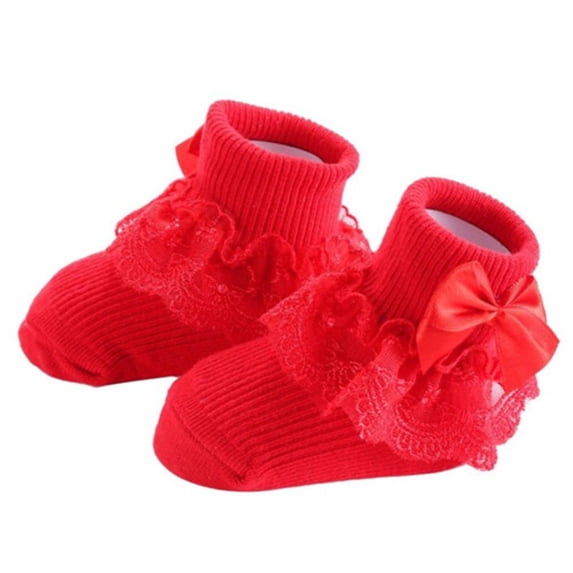 JUNWELL Baby Socks Newborn Candy Color Cotton Baby Girl Socks Cute Toddler Socks Princess Style 0-1 year old (Foot length: 9-11cm/3.54-4.33in)