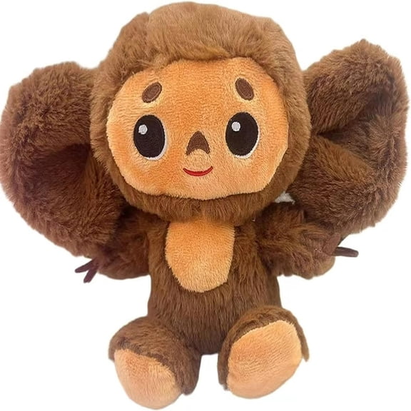 JUNWELL Cheburashka Monkey Plush with Big-Eared Monkey Stuffed Animals Toy Retro Cute Plush Doll Birthday Gift for Boys & Girls Fans Collection Easter Valentine‘s Day Gifts(Rainbow+Brown