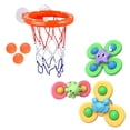 thumbnail image 1 of JUNWELL Children's Bathing Play Toy Set -1 Fun Basketball Hoop & Balls Playset -3 Suction Cup Spinning Top Toy for Office Bathroom Game Indoor Outdoor Use, 1 of 6