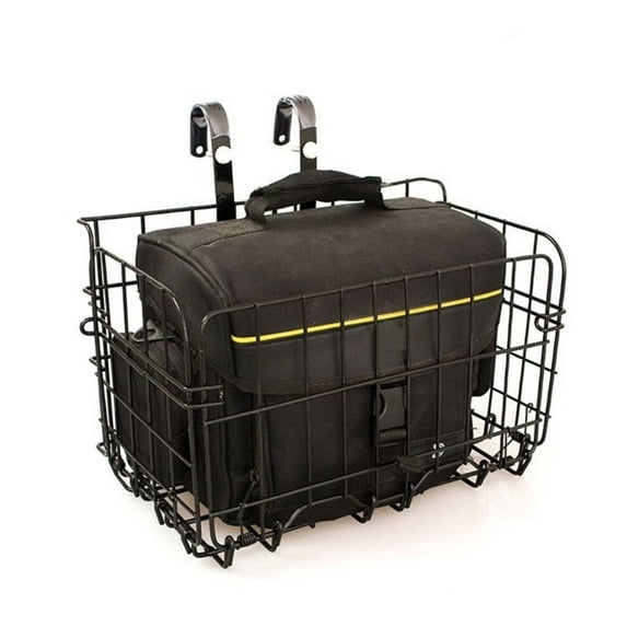 JUNWELL Foldable Metal Wire Basket Front Bag Rear Hanging Basket for Mountain Bike Folding Bicycle(Black)