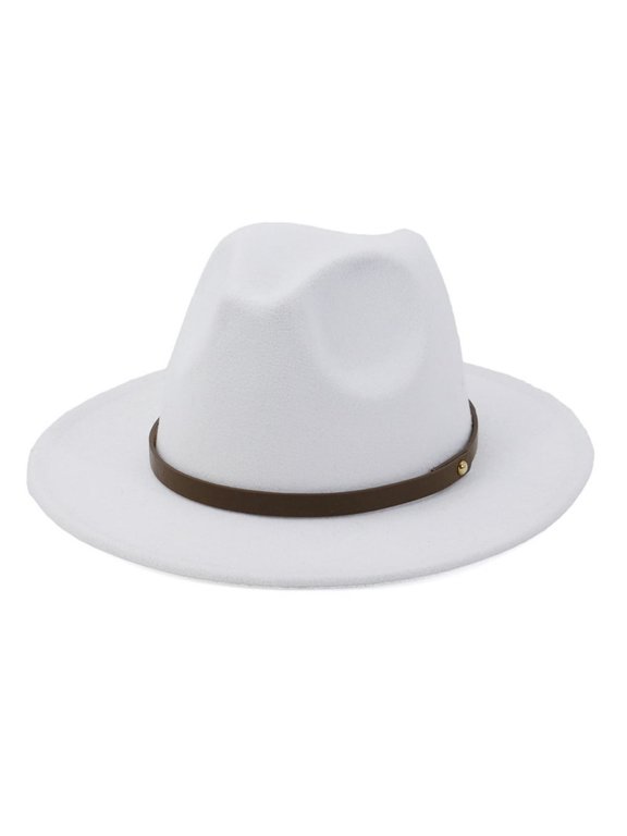 Hats with Belt Buckle Large Autumn Winter Dress Elegant Wide Brim Caps Warm-keeping Wool Men Cowboy Outdoor Wedding Church Light Tan 58cm