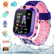 JUNWELL Kids Waterproof Smartwatches,AGPS Tracker SOS Call Voice Chatting Two Way Call Smart Watch Phone with Games Touch Screen for Children 3-12 Girls Boys Christmas Birthday Gift