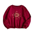 thumbnail image 1 of JUNWELL Long-Sleeved Fall Pullover Simple Sun and Moon Print Sweatshirt Casual Oversized Loose Sweater Top，Beige, 1 of 3