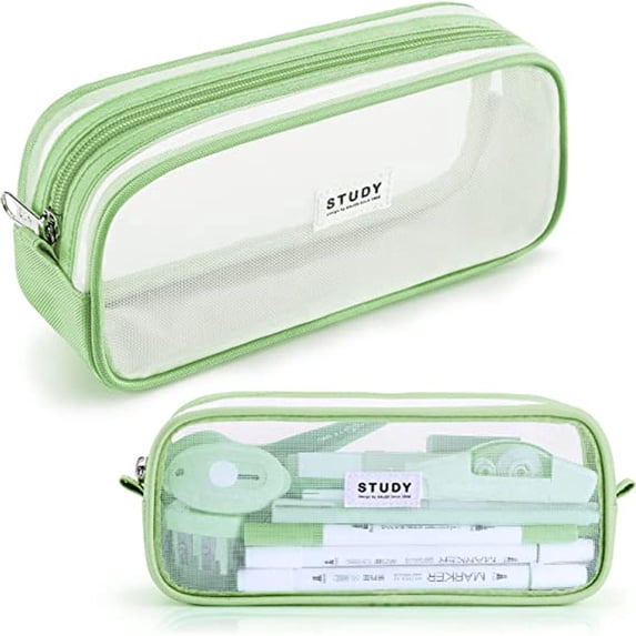 JUNWELL Pencil Case Pen Bag Clear Case Marker Pouch Multifunction Organizer Box Transparent case Makeup Bag