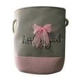 thumbnail image 1 of JUNWELL Pink Ballet Girl Bow Print Kids Laundry Basket Organizer: Cotton Linen Toy Storage Basket for Home Organization and Dirty Clothes (35x40 cm), 1 of 5
