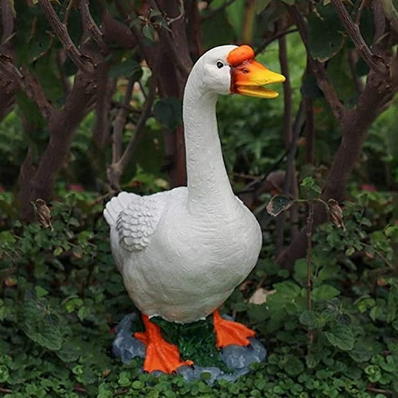 JUNWELL Resin Duck Goose Ornaments Lovely Simulation Animal Statue Crafts Home Outdoor Garden Durable Decoration