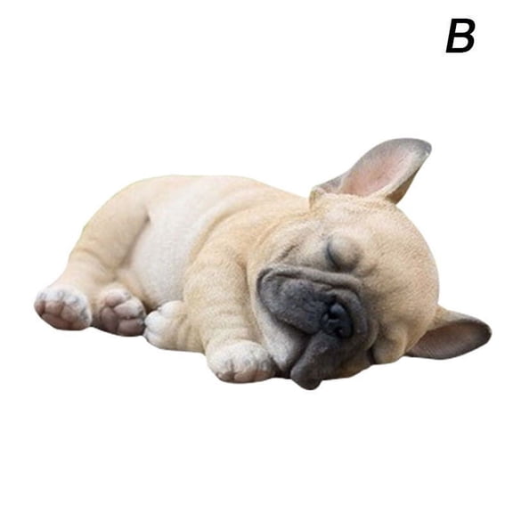 JUNWELL Sleepy French Bulldog Puppy Statue Resin Lawn Sculpture Super Cute Garden Yard Decor