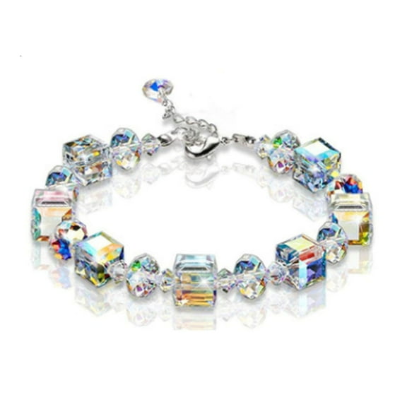 JUNWELL Sterling Silver Bracelets for Women Northern Lights Crystals Bracelet, Packaged with Jewelry Box, Valentine's Day Anniversary Birthday Gifts for Women Girls