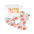 thumbnail image 1 of JUNWELL Toddler Baby Girl Clothes Flower T Shirt Bell Bottoms Pants Summer Outfits Set 0-6 Years, 1 of 6