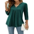 thumbnail image 1 of JUNWELL Women 3/4 Sleeve V-Neck Blouses  Button-down ShirtsTops Spring Loose Casual Shirts Streetwear, 1 of 6