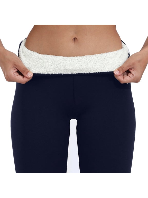 Women Fleece Lined Leggings Elastic High Waist Comfy Fuzzy Plush Thick Lined Tight Pants Winter Warm Wool Bottoms