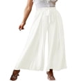 thumbnail image 1 of JUNWELL Women Loose Pants Belted Long Trousers Summer Ladies Leisure Solid Color High Waist Ruched Beach Wide Leg Pants, 1 of 5