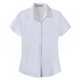 thumbnail image 1 of JUNWELL Women‘s Cotton Basic Simple Stretch Button Down Shirt  Short Sleeve Blouse, 1 of 8
