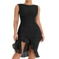 thumbnail image 1 of JUNWELL Womens Sleeveless Bodycon Dress Tulle Slim Fit Ruched Party Club Short Mini Dress, 1 of 6