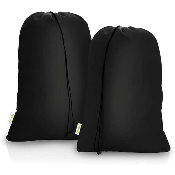 JUNXIAO-2 Pack Heavy Duty Large Laundry Bag 28x45 inch Extra Hamper Bag Dirty Clothes Organizer Drawstring Cloth Laundry Bag for Travel Camp Home College Dorm Black
