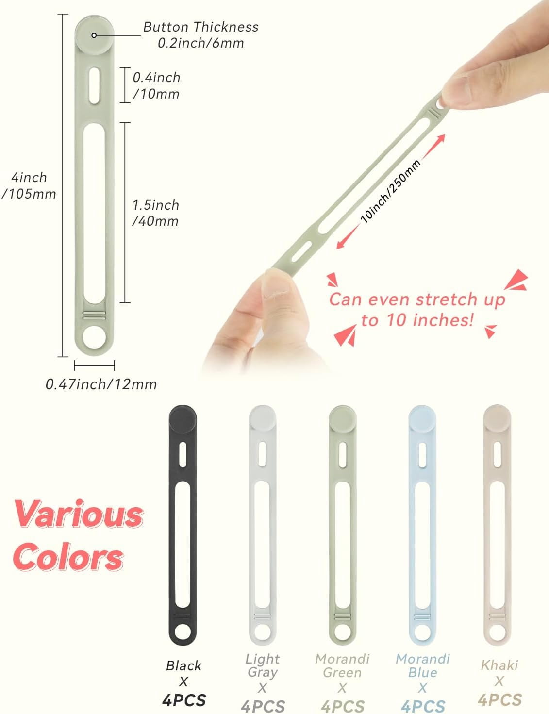 JUNXIAO-20-Pack Cable Ties Silicone, Reusable Cord Ties Wire Organizers ...