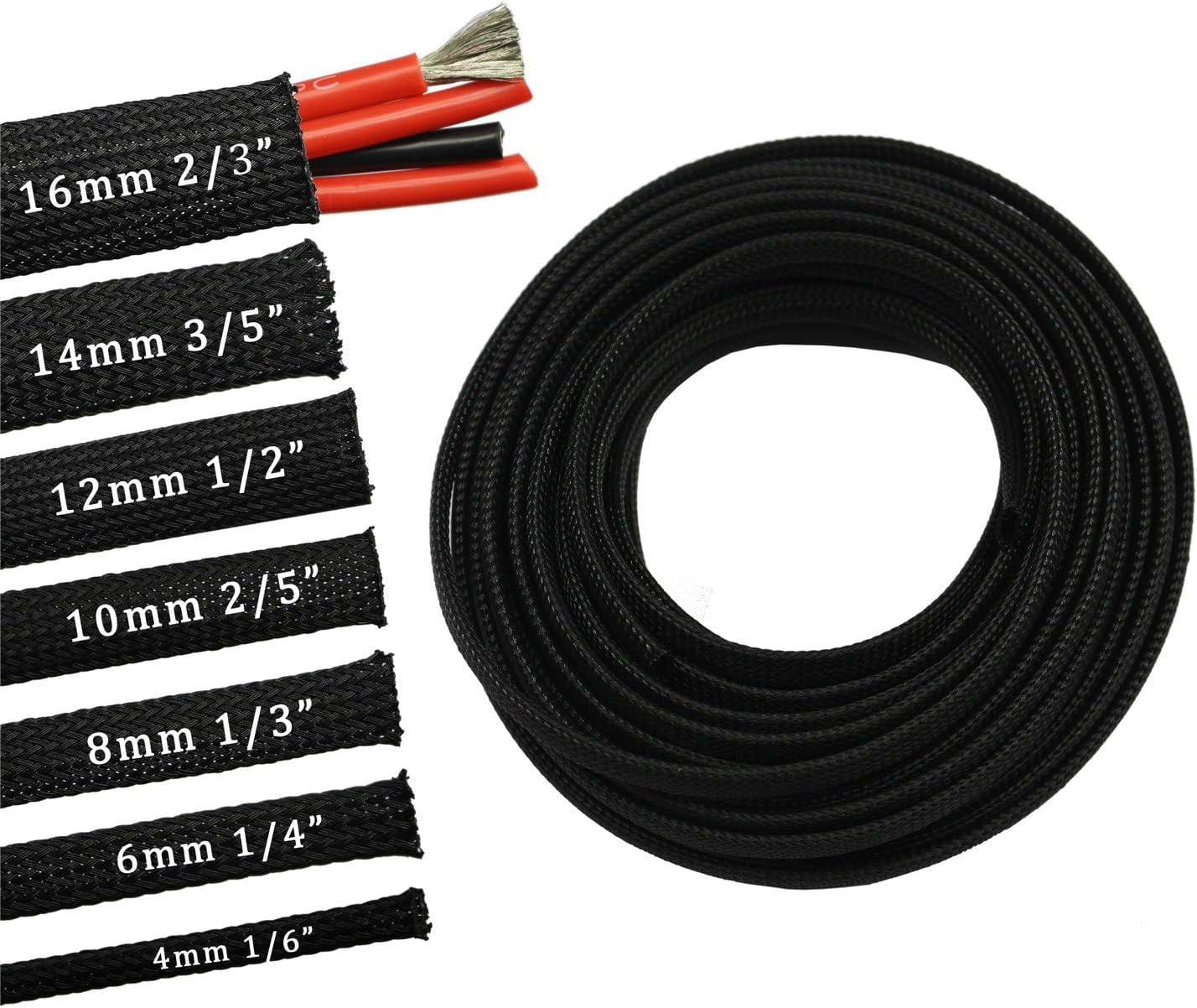 JUNXIAO-30ft PET Expandable Sleeving Wire Cable Sleeve (1/4