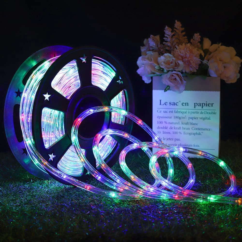 4 Color Led Rope Light JUNXIAO-50ft 360 LED Waterproof Rope Lights, 110V Connectable Indoor ...