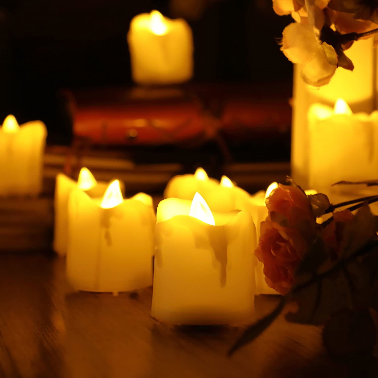 JUNXIAO-6 Battery Operated Flameless LED Votive Candles with Remote ...