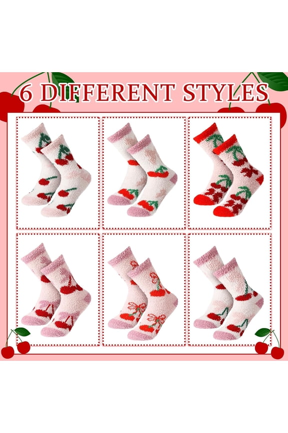 -6 Pairs Women Fuzzy Socks Bulk Slipper Warm Sleeping Socks for Women Men Xmas Winter Holiday Gift
