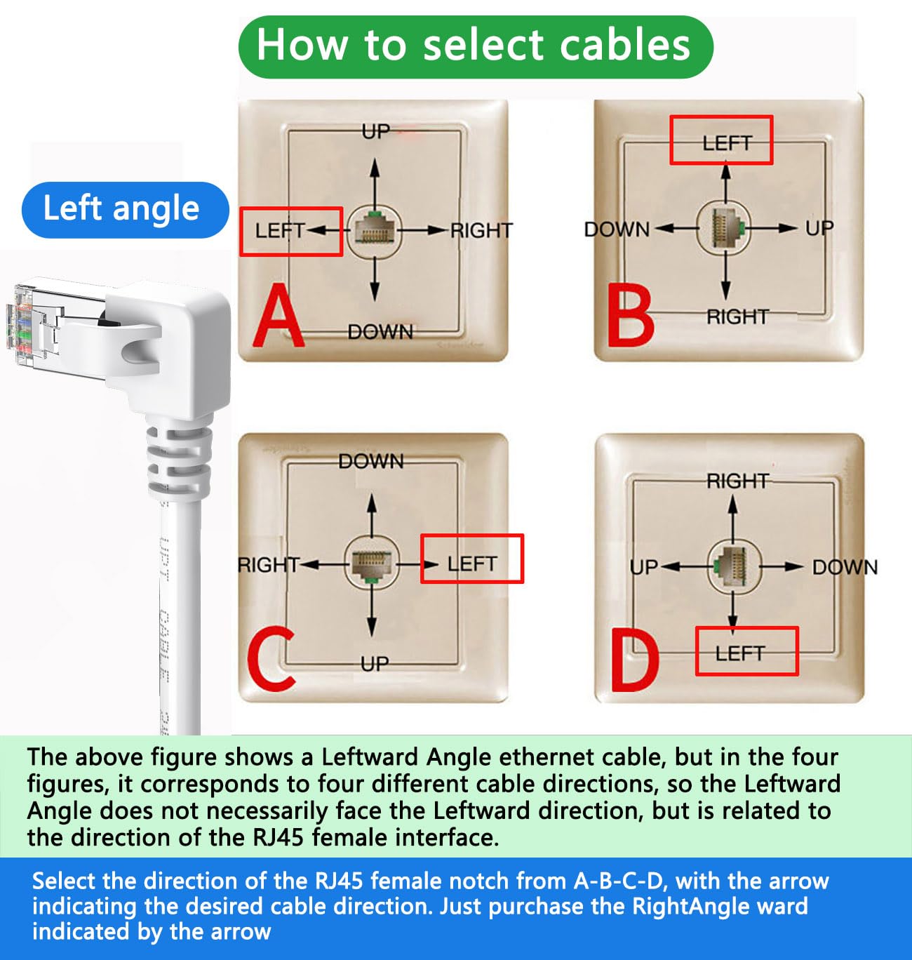 Left Angle Cable JUNXIAO-90 Degree Cat6 Ethernet Cable White Right Angle Cat 6 Ethernet ...