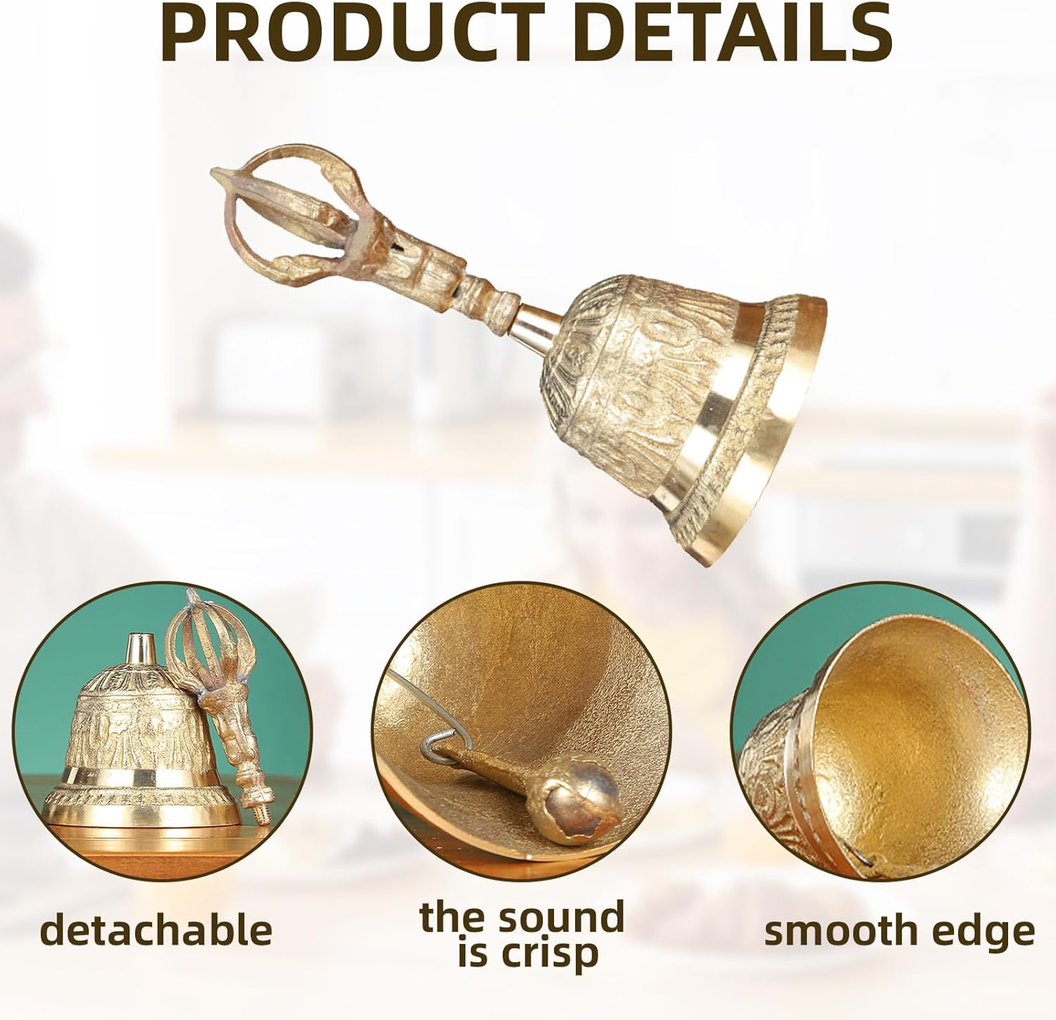 JUNXIAO-Brass Hand Bells, Small Bell, Brass Bell, Hand Bells for ...