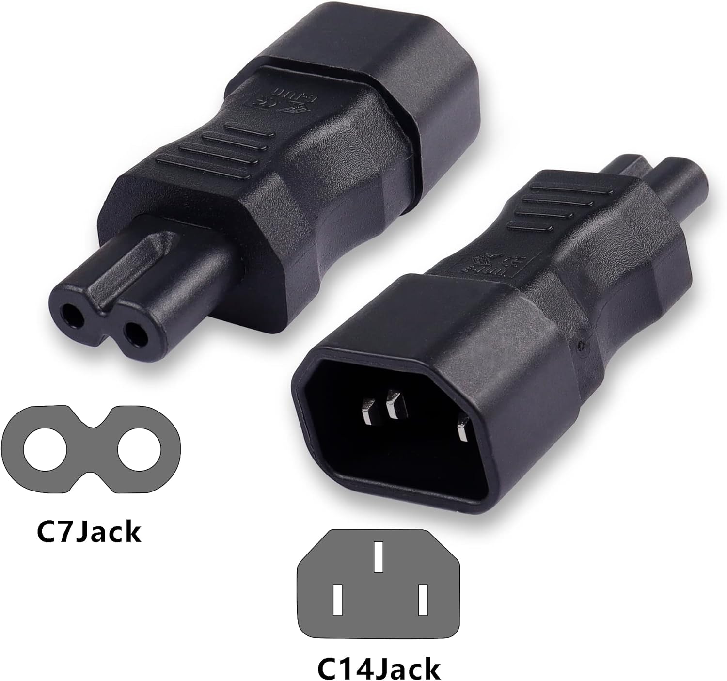 JUNXIAO-C14 to C7 Power Adapter,10A 250V AC IEC 320 C14 Male to C7 ...