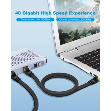 Cat 9 Ethernet Cable Cat 8 Ethernet RJ45 Cable - 40Gbps High Speed, Gold Plated, 6ft To 49ft Length Options Either Network Cable