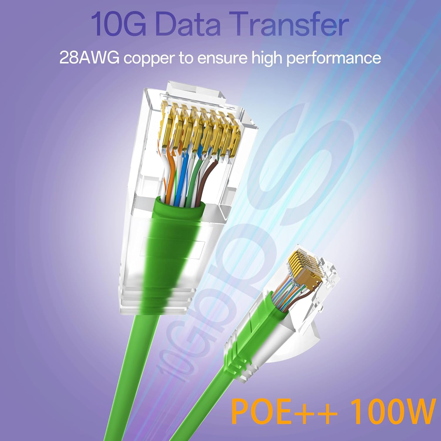 Slim Cat6a Ethernet Cables 1ft 24 Pack - 10G Network Cables For Server Racks