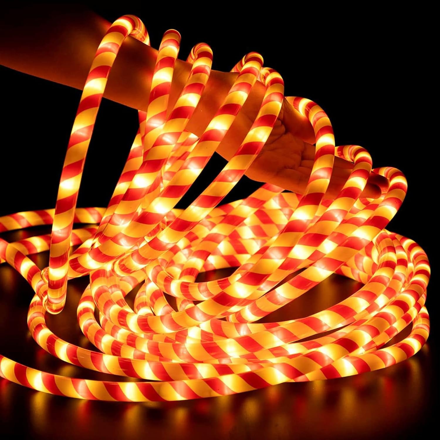 JUNXIAO-Christmas Candy Cane Rope Lights - 18FT LED Rope Lights Outdoor ...