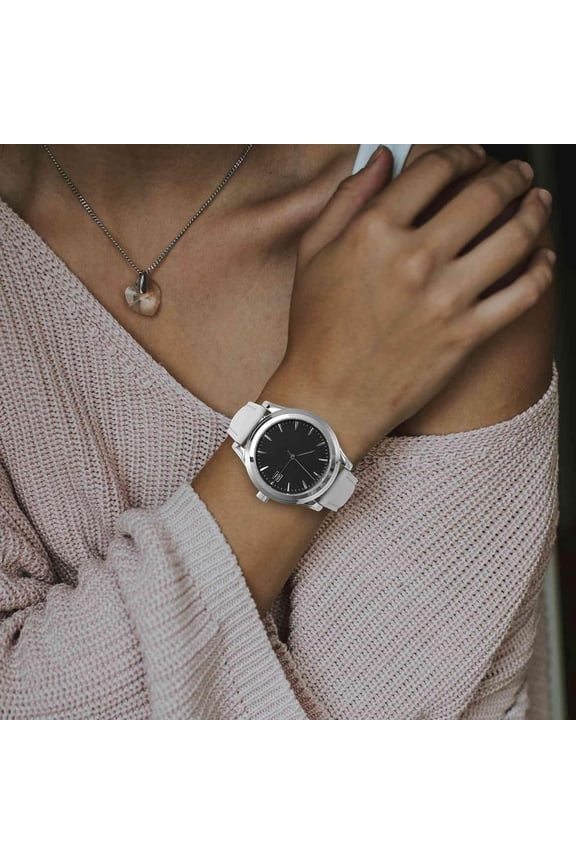 -Elegant Leather Watch Straps, Quick Release, Watch Bands for Women and Men, 18mm, White (Silver Buckle)