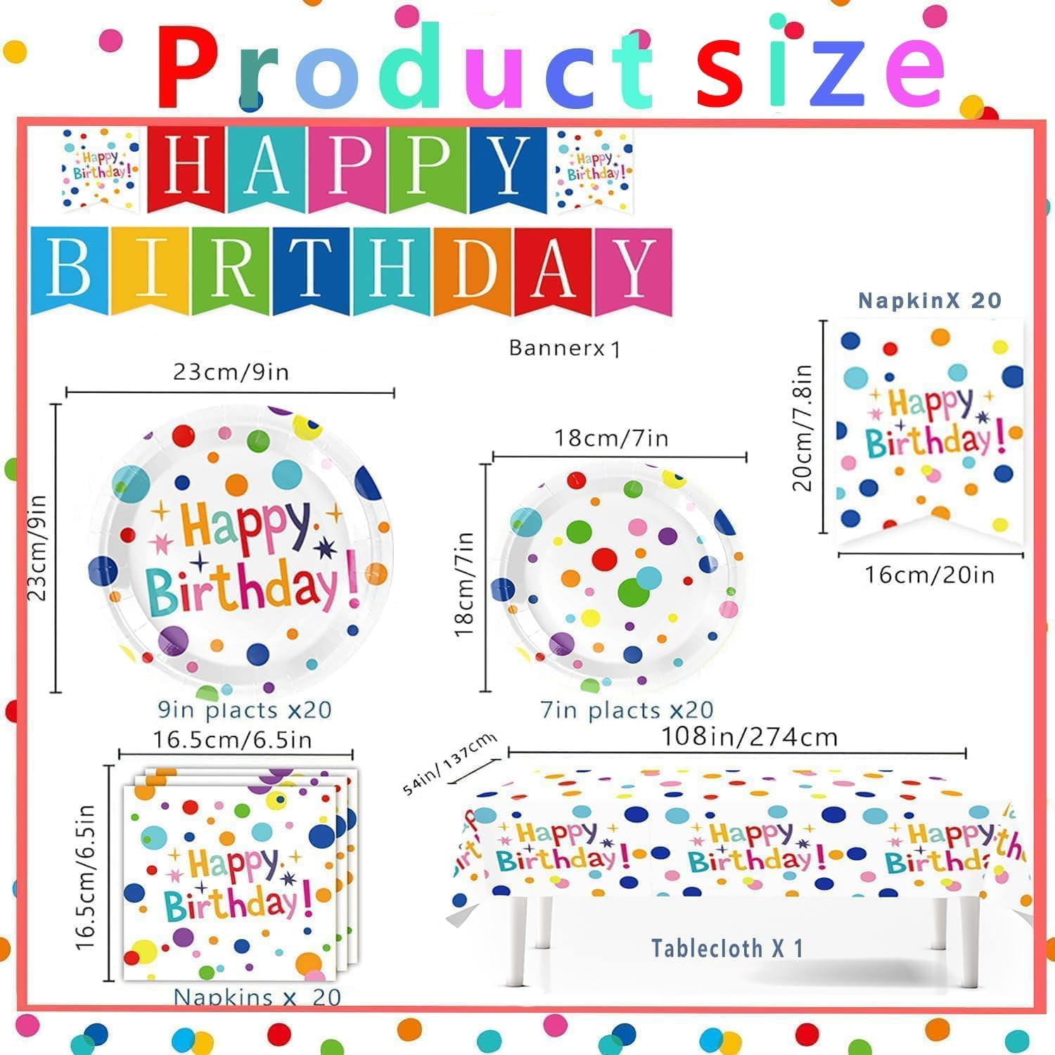 Junxiao Happy Birthday Decorations Kids Birthday Party Supplies With