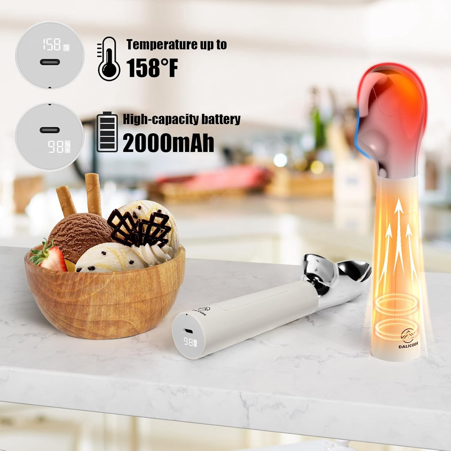 JUNXIAO-Heated Ice Cream Scoop - Electric Scooper for Hard Ice Cream ...
