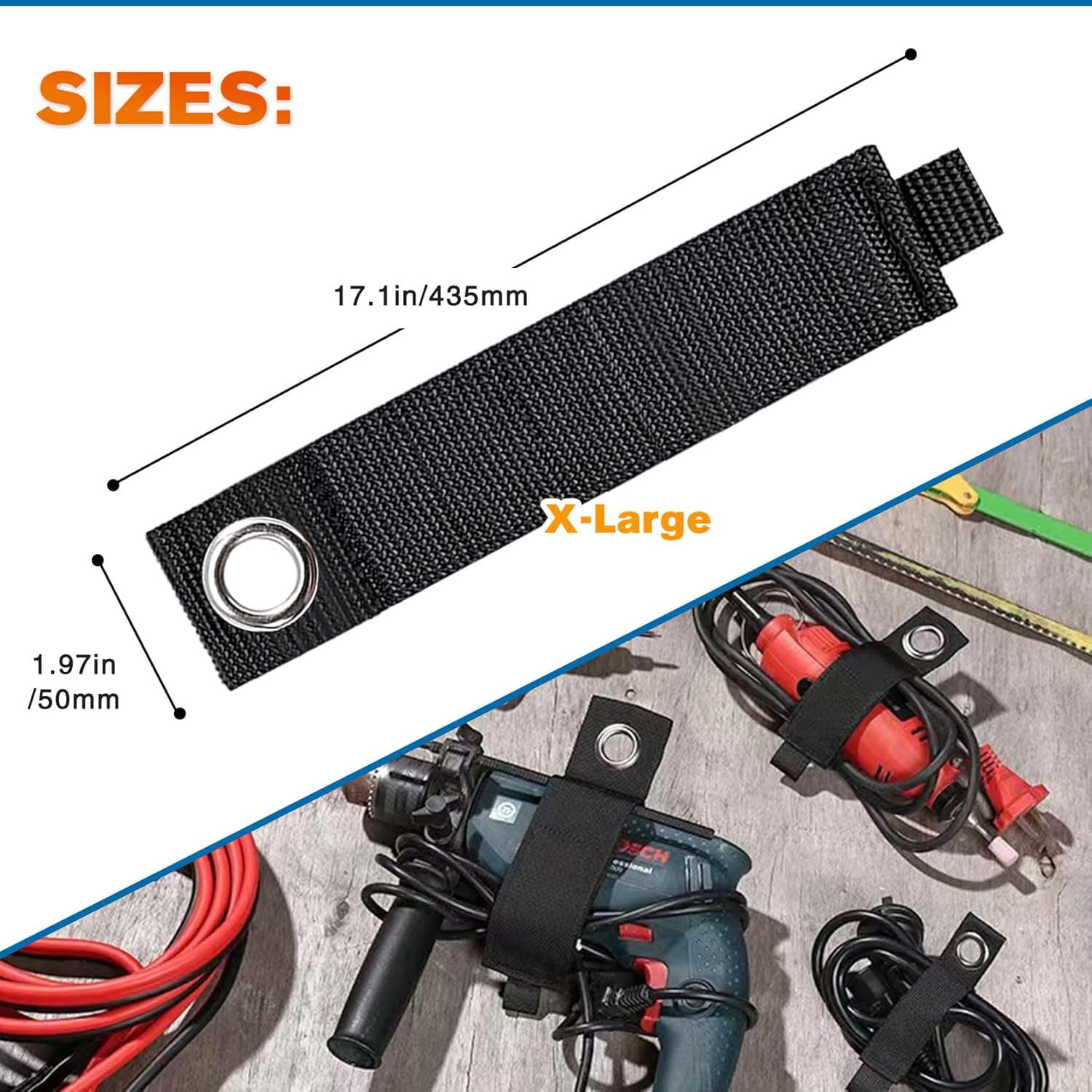 FHUIEWRY 14-Pack Extension Cord Organizer – 17.7” Adjustable Storage Straps With Triangle Buckle, Heavy Duty PP & Metal, For Cords, Hoses, Ropes & Cables – Garage, Home & Workshop