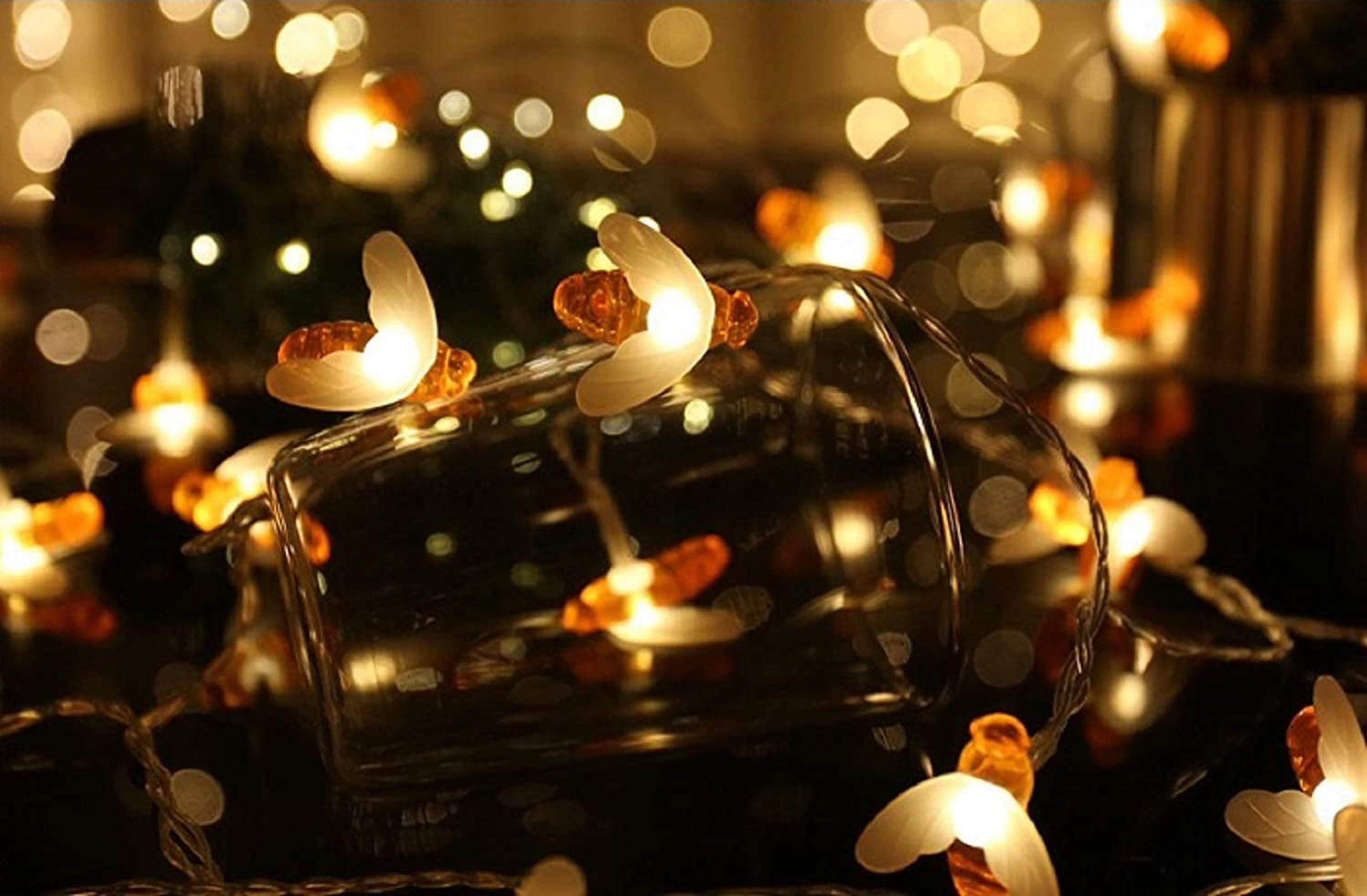 JUNXIAO-Honeybee Fairy String Lights, Plug in String Lights 16ft 50 LED ...