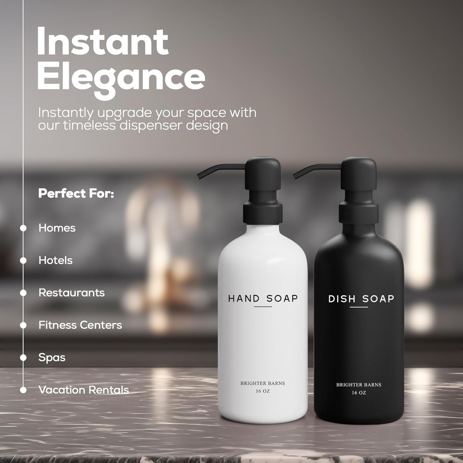 JUNXIAO-Luxury Glass Hand and Dish Soap Dispenser Set by - Kitchen Soap ...
