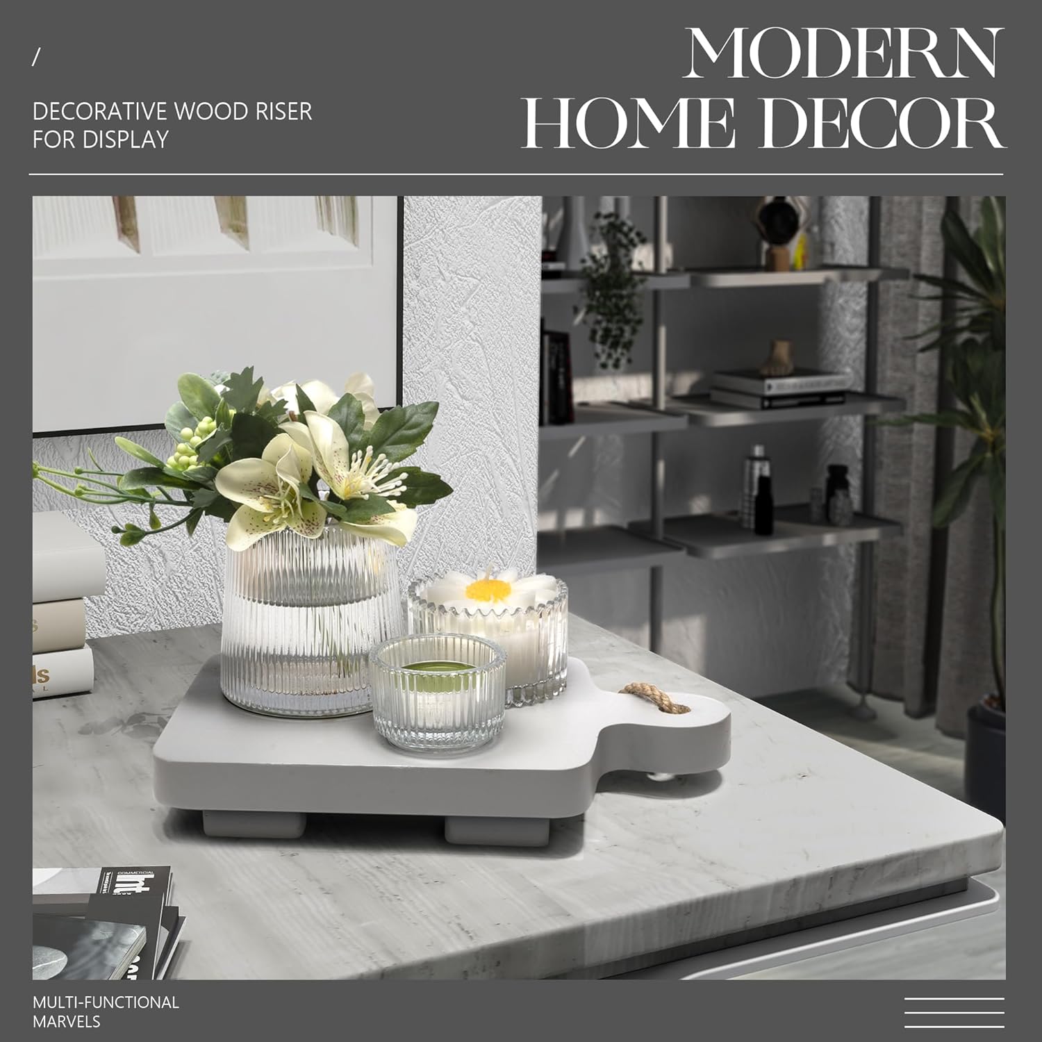Timber Kitchen Riser JUNXIAO-Modern Farmhouse Wood Riser for Kitchen and Bathroom Counter ...