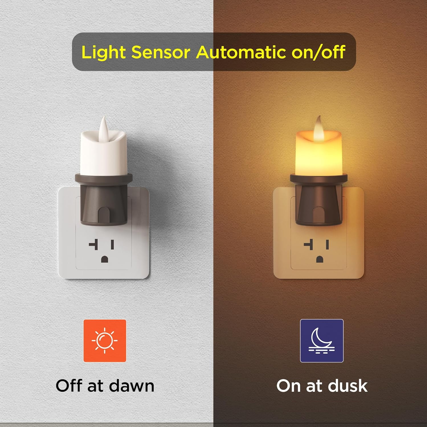 JUNXIAO-Nightlight Flameless Candle, Electrical Outlet Plugs w/Dusk ...