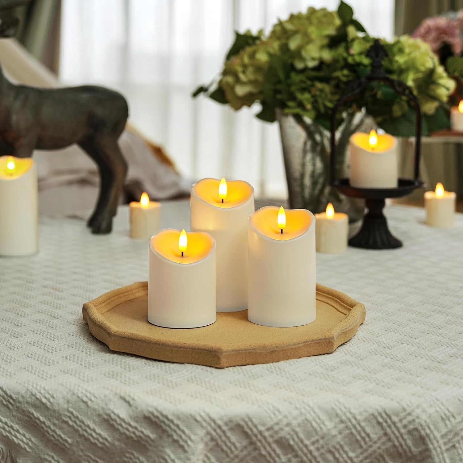 Fanzir 12-Pack Outdoor Waterproof Flameless LED Candles – With Remote Control, Timer, 4", 5", 6" & 7" Heights – Battery Operated, High Temperature Resistant
