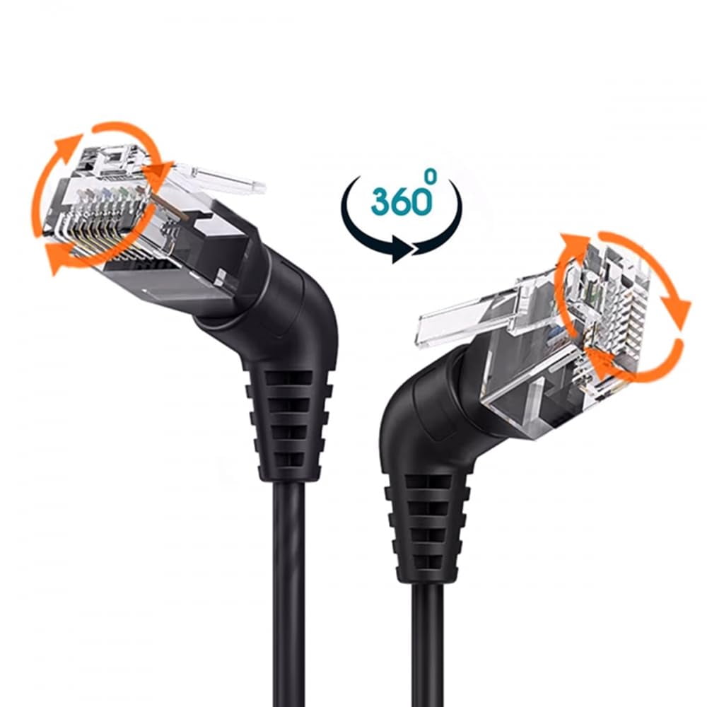 JUNXIAO-Patch Cord CAT6 UTP Male to Male 360 Degree Angled Rotating ...
