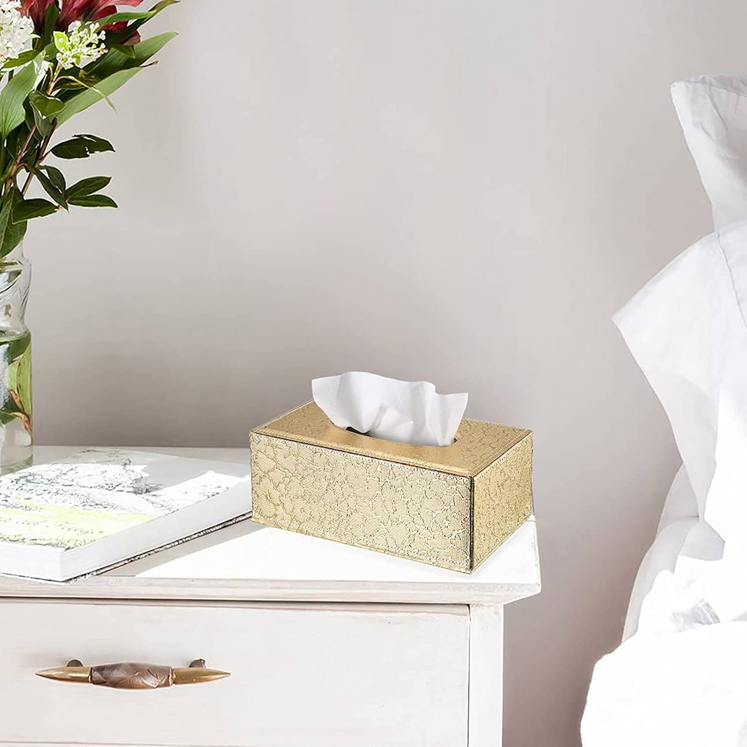 JUNXIAO-Rectangular Tissue Box Cover - Stylish Tissue Box Holder with ...