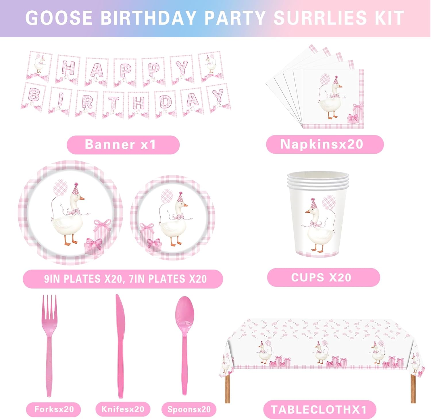 LINYAN-Silly Goose Birthday Supplies, Cute Funny Happy Birthday ...