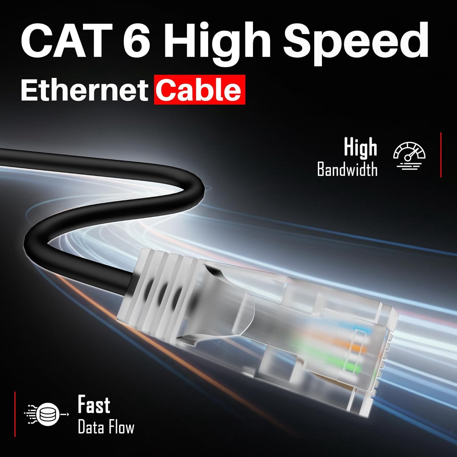 JUNXIAO-Slim CAT6 Ethernet Cable 1 FT (24-Pack), Cat 6 Patch Cable ...