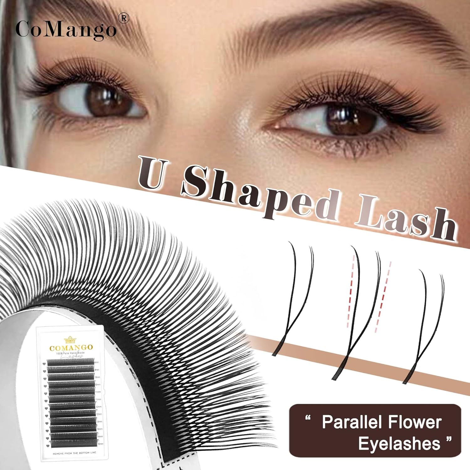 JUNXIAO-U Lash Extensions Premade Fans U Shape Eyelash Extension 2D UU ...
