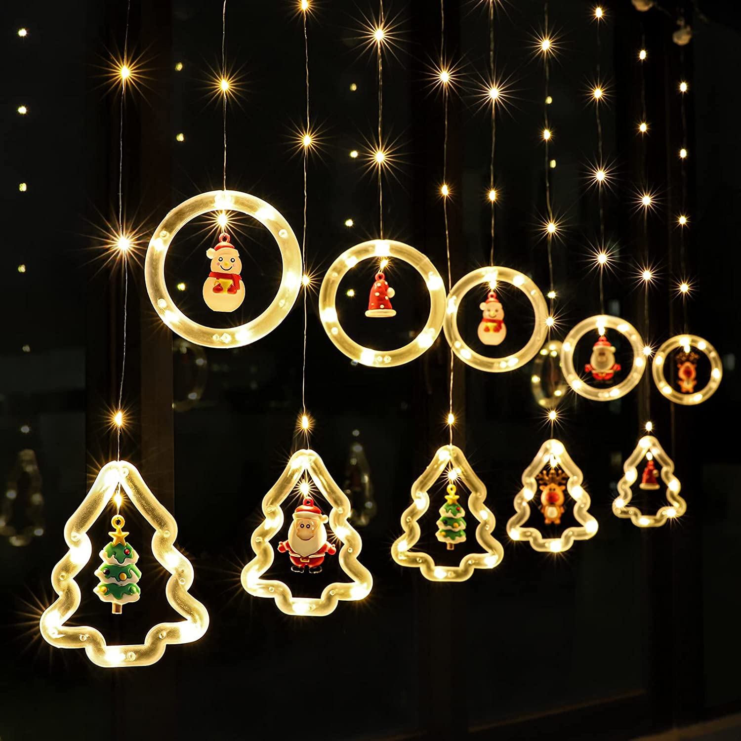 JUNXIAO-Window Lights Christmas Decorations 9.8ft USB Novelty Xmas