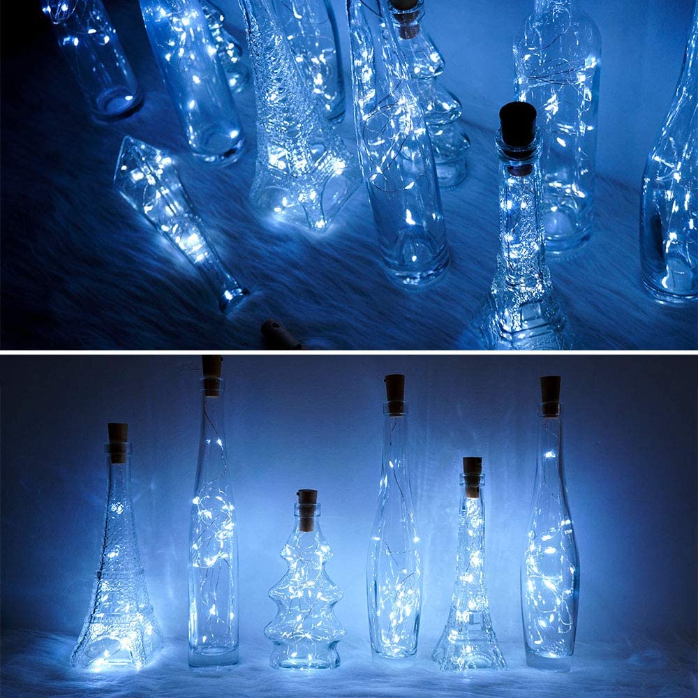 JUNXIAO-Wine Bottle String Lights with Cork,18 Pack 20 LED 2M Battery ...