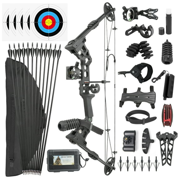 JUNXING Archery Compound Bow Set 20-70 LBS, Draw Length 24"-30", up to IBO 320 fps, Hunting Compound Bow with All Accessories for Archery Hunting Target Shooting Practice
