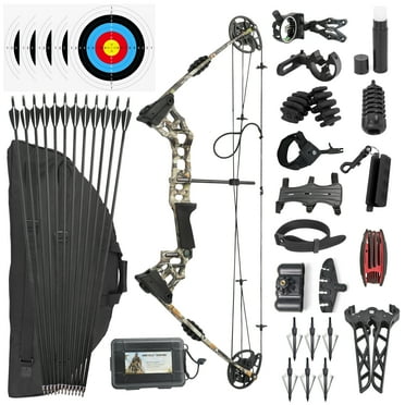 JUNXING Archery Compound Bow Set 20-70 LBS, Draw Length 24"-30", up to IBO 320 fps, Hunting Compound Bow with All Accessories for Archery Hunting Target Shooting Practice